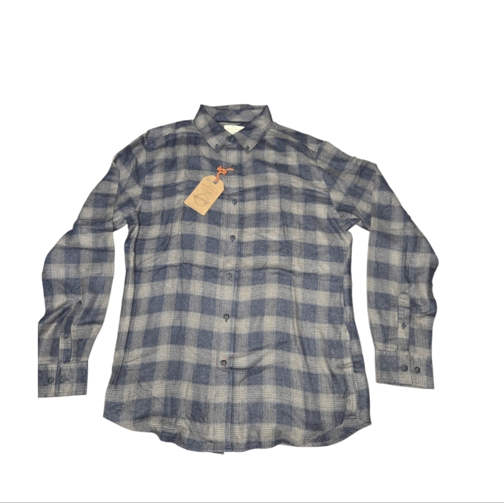 Men's Long Sleeve Blue & Grey Plaid Shirt